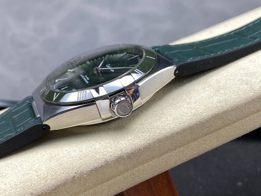 CONSTELLATION 41 MM SILVER CASE WITH GREEN FOREST DIAL AND LEATHER STRAP