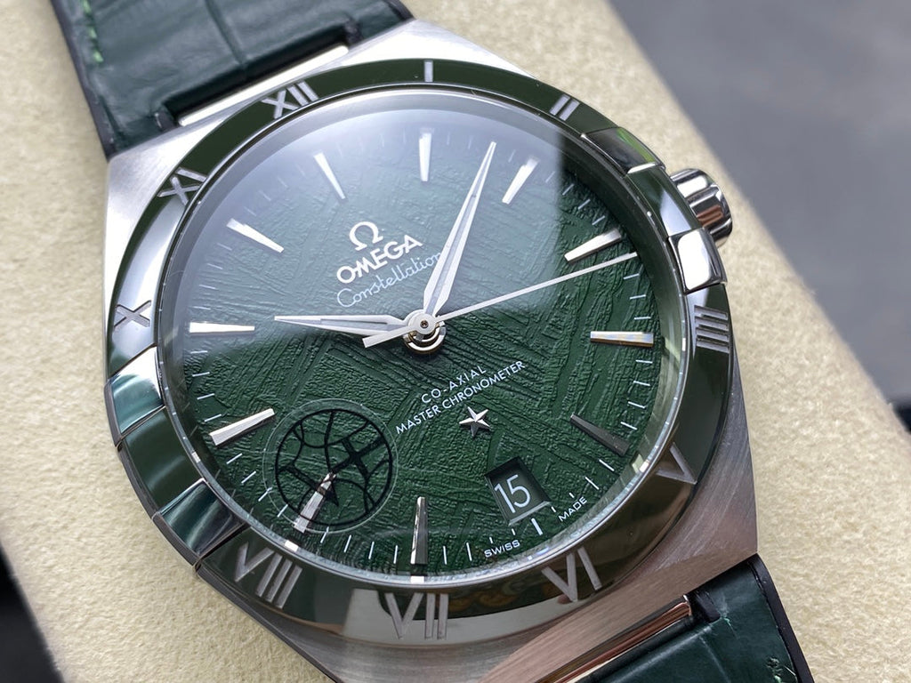 CONSTELLATION 41 MM SILVER CASE WITH GREEN FOREST DIAL AND LEATHER STRAP