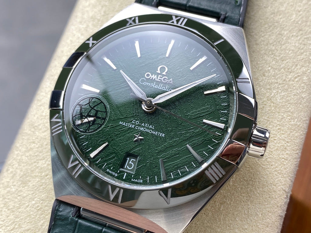 CONSTELLATION 41 MM SILVER CASE WITH GREEN FOREST DIAL AND LEATHER STRAP