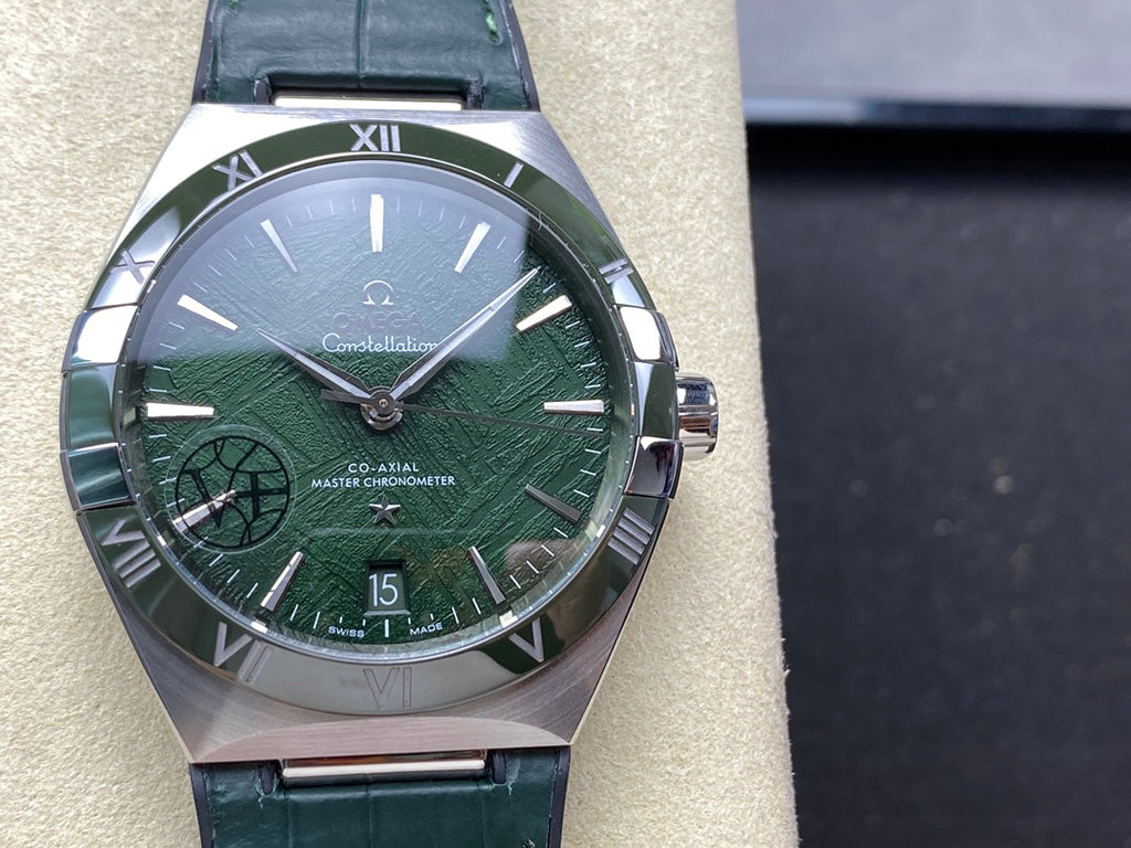 CONSTELLATION 41 MM SILVER CASE WITH GREEN FOREST DIAL AND LEATHER STRAP