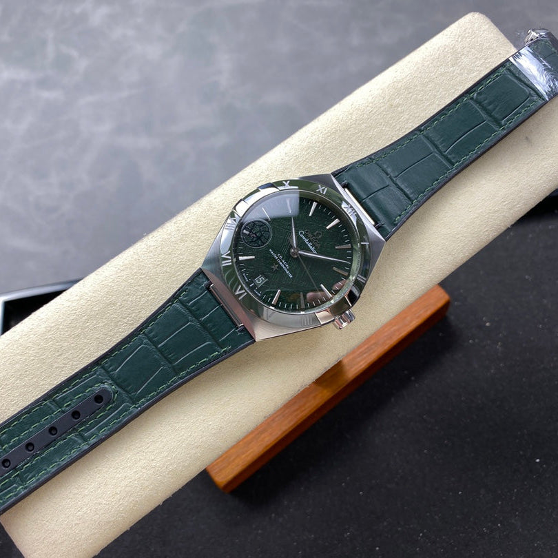 CONSTELLATION 41 MM SILVER CASE WITH GREEN FOREST DIAL AND LEATHER STRAP