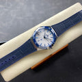 CONSTELLATION 41 MM STEEL CASE WITH WHITE DIAL AND NAVY BLUE LEATHER STRAP