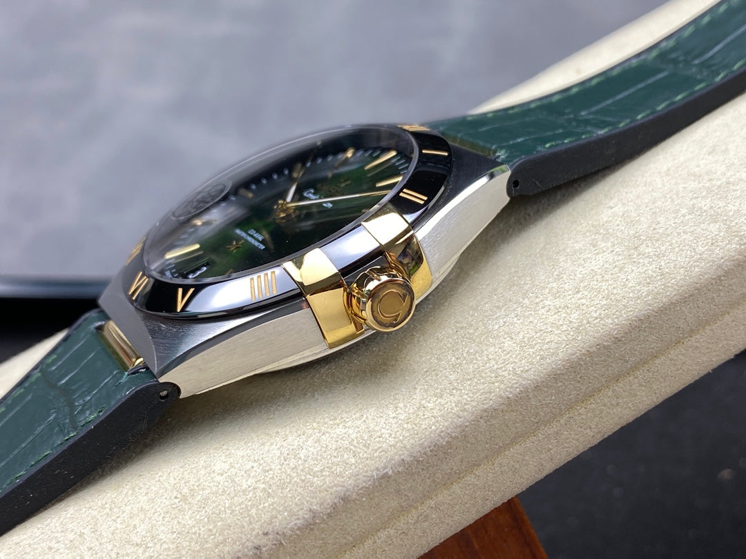CONSTELLATION 41 MM STEEL CASE WITH GREEN FOREST DIAL AND LEATHER STRAP