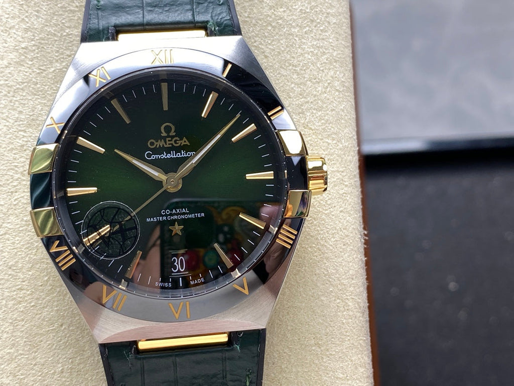 CONSTELLATION 41 MM STEEL CASE WITH GREEN FOREST DIAL AND LEATHER STRAP
