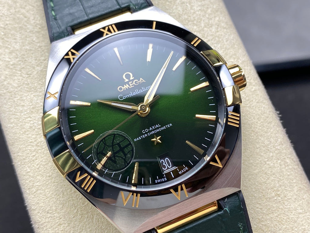 CONSTELLATION 41 MM STEEL CASE WITH GREEN FOREST DIAL AND LEATHER STRAP