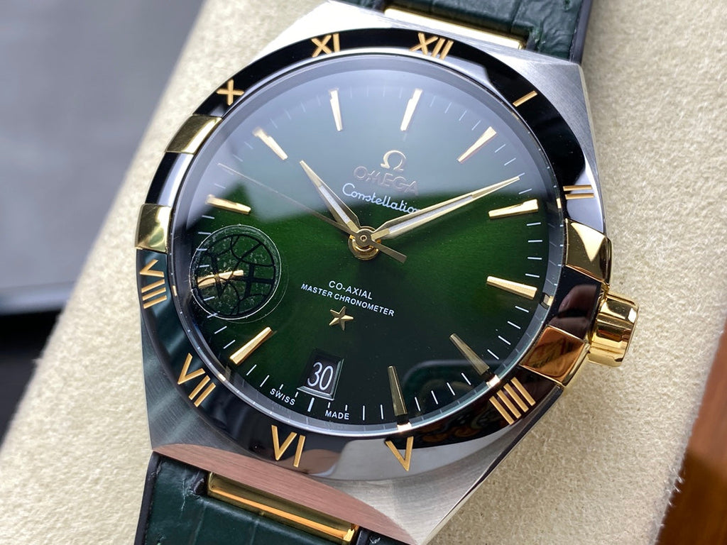 CONSTELLATION 41 MM STEEL CASE WITH GREEN FOREST DIAL AND LEATHER STRAP
