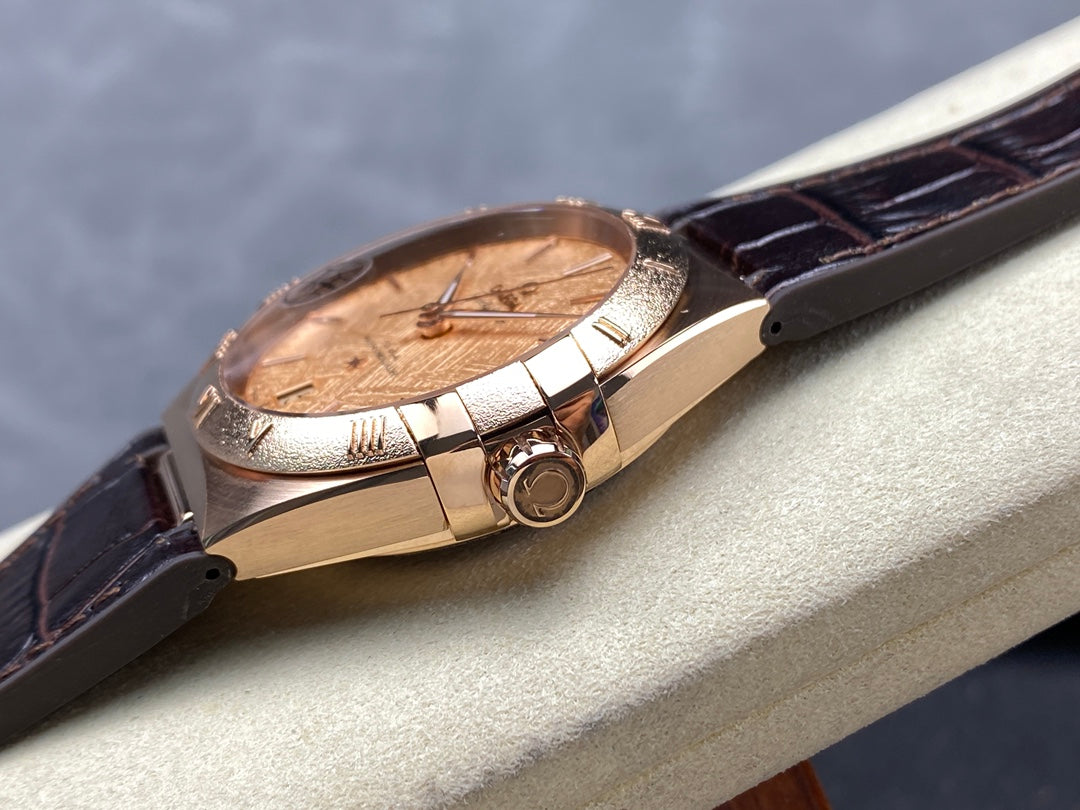 CONSTELLATION 39 MM WATCH YELLOW GOLD CASE WITH HICKORY BROWN LEATHER STRAP
