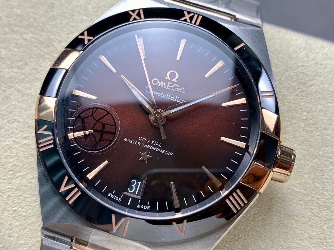 CONSTELLATION 41 MM WATCH SILVER MIX GOLD CASE WITH WINE RED DIAL