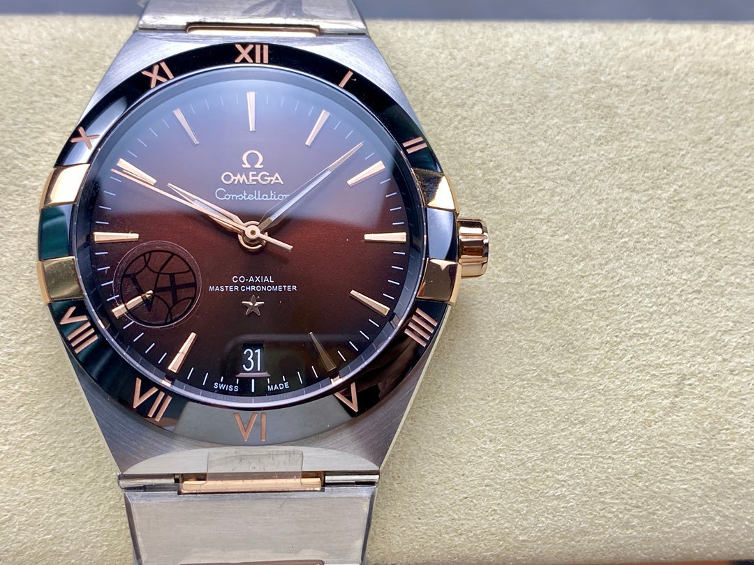 CONSTELLATION 41 MM WATCH SILVER MIX GOLD CASE WITH WINE RED DIAL