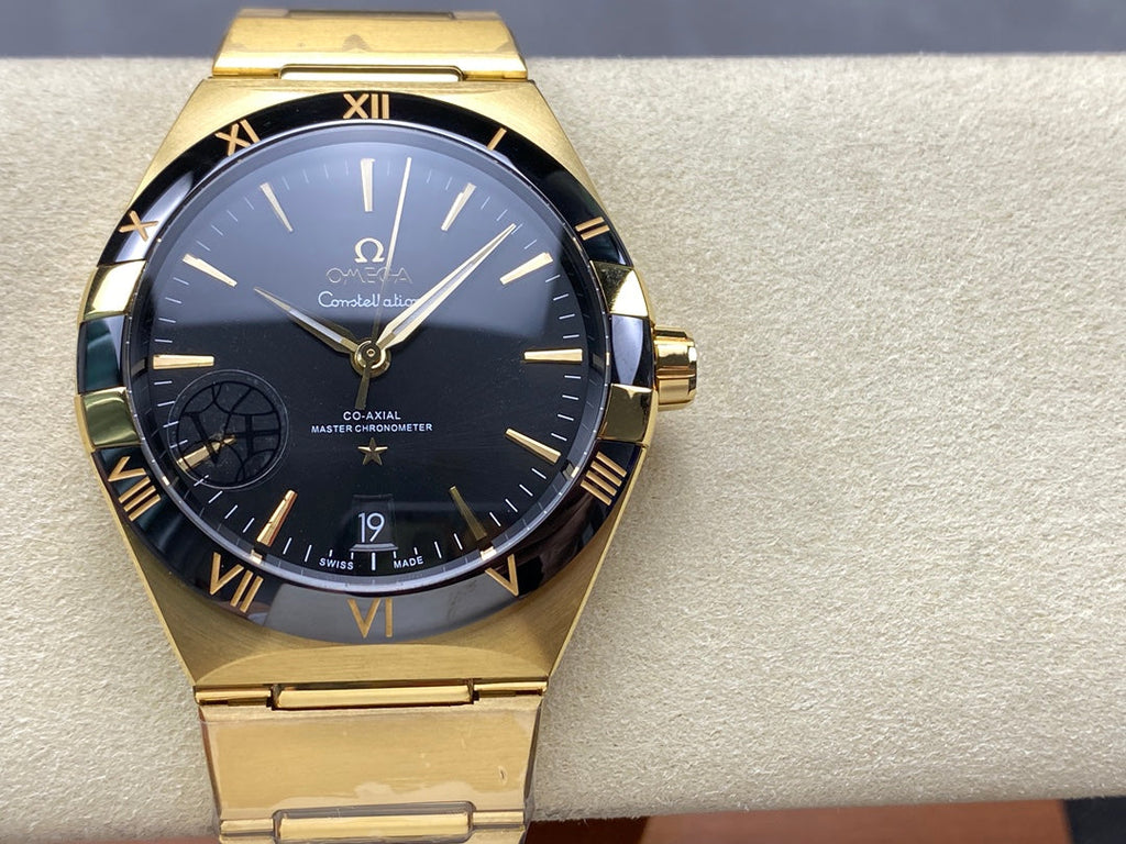 CONSTELLATION 39 MM WATCH GOLD CASE WITH BLACK DIAL