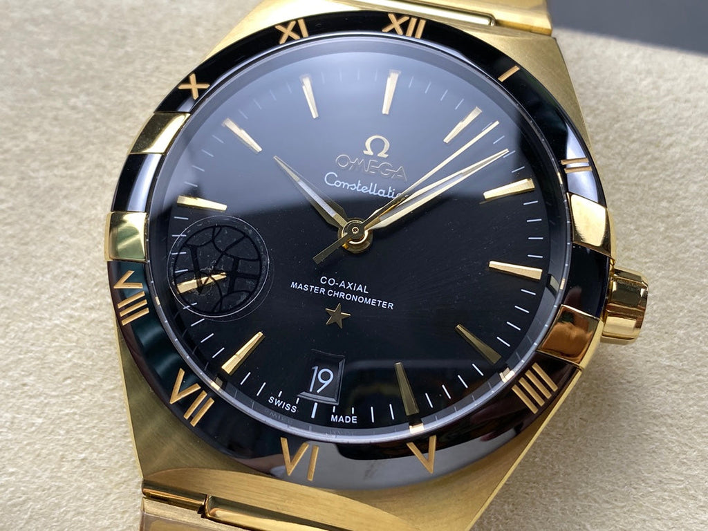CONSTELLATION 39 MM WATCH GOLD CASE WITH BLACK DIAL