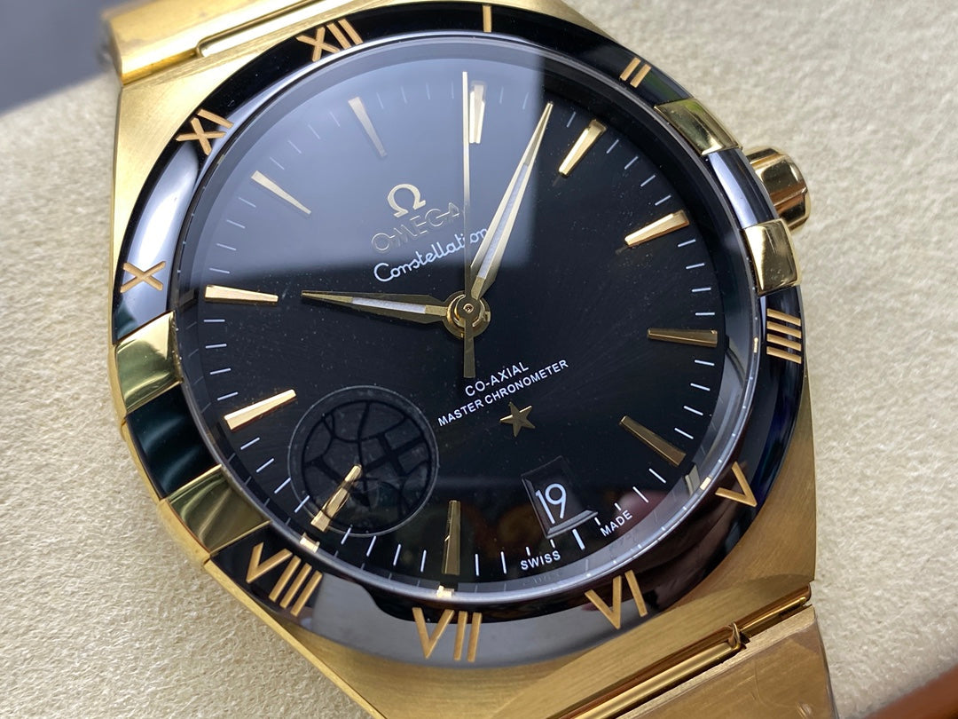 CONSTELLATION 39 MM WATCH GOLD CASE WITH BLACK DIAL