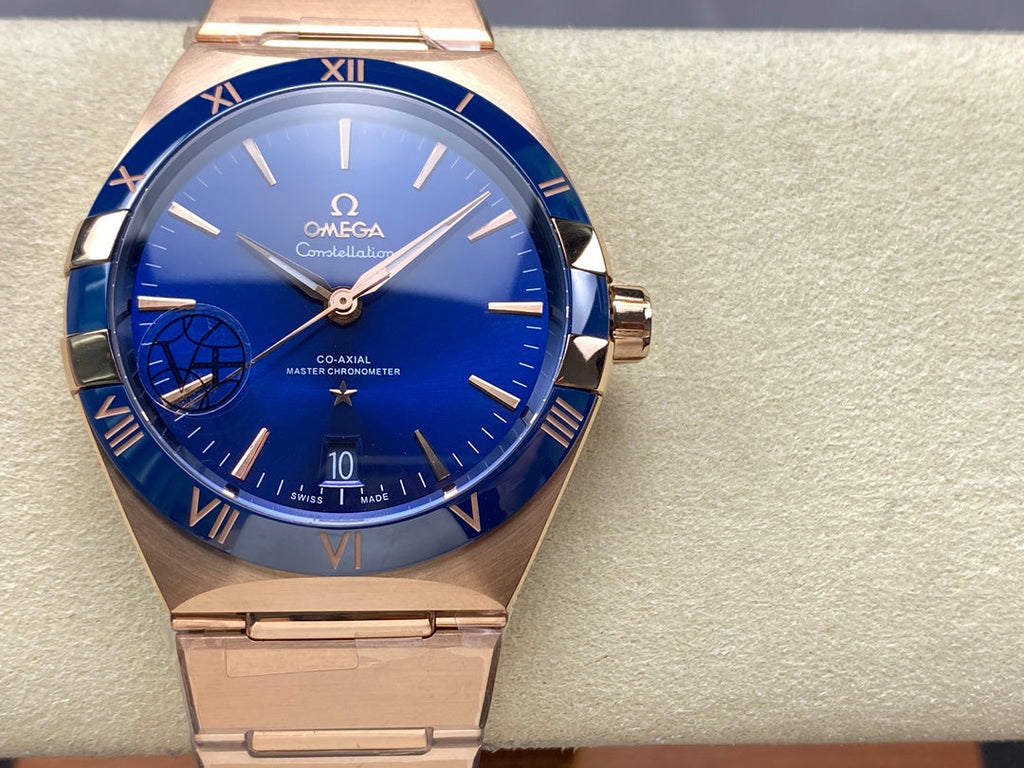 CONSTELLATION 39 MM WATCH ROSE GOLD CASE WITH NAVY BLUE DIAL