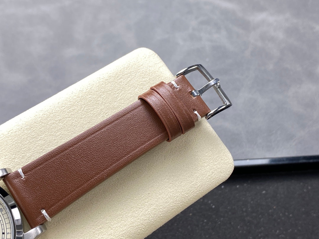SPECIALITIES CK 859 WATCH SILVER CASE WITH CARAMEL BROWN LEATHER STRAP