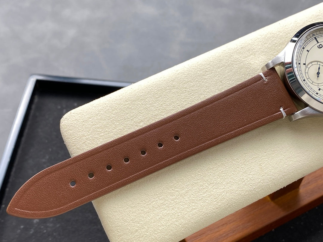 SPECIALITIES CK 859 WATCH SILVER CASE WITH CARAMEL BROWN LEATHER STRAP