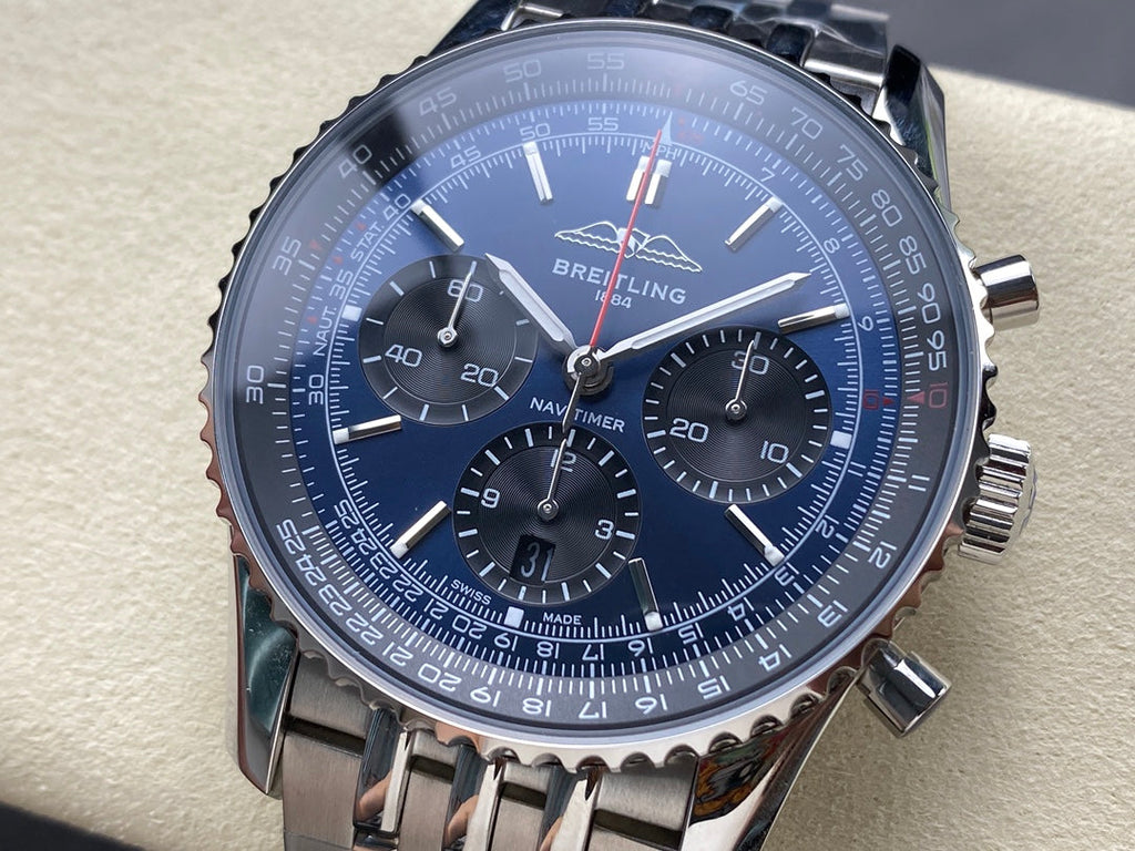 NAVITIMER B01 CHRONOGRAPH 43 ALL STEEL BLUE MIX BLACK DIAL