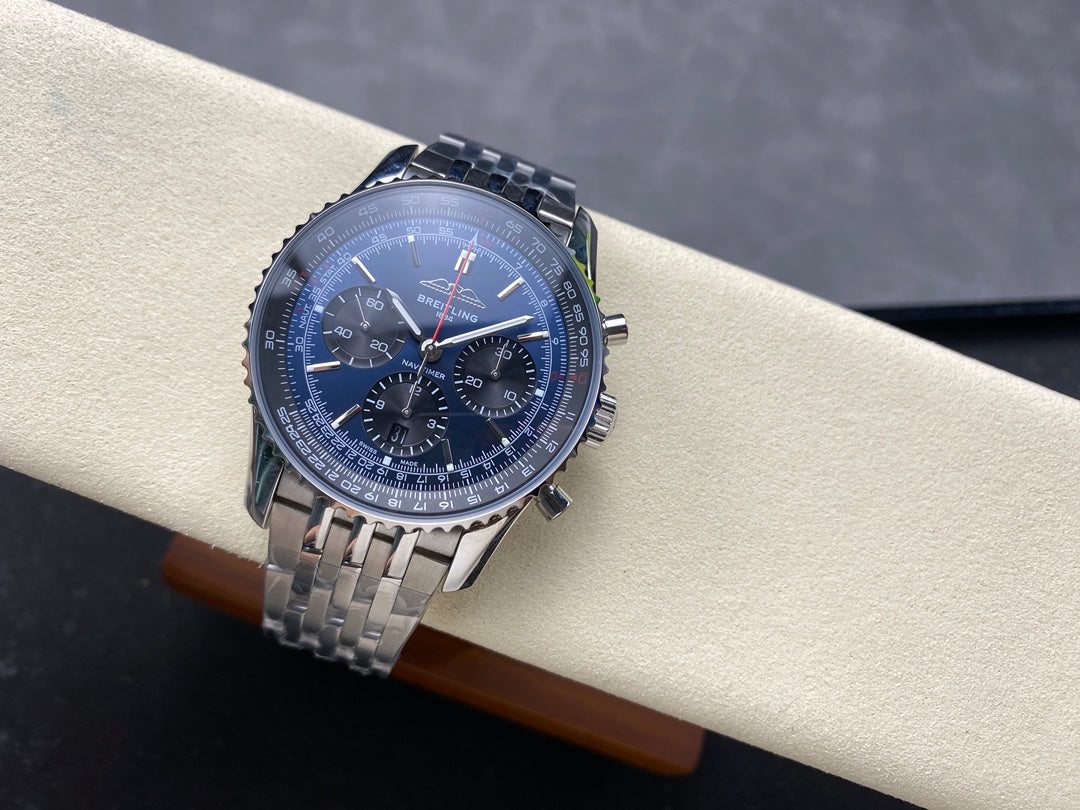 NAVITIMER B01 CHRONOGRAPH 43 ALL STEEL BLUE MIX BLACK DIAL