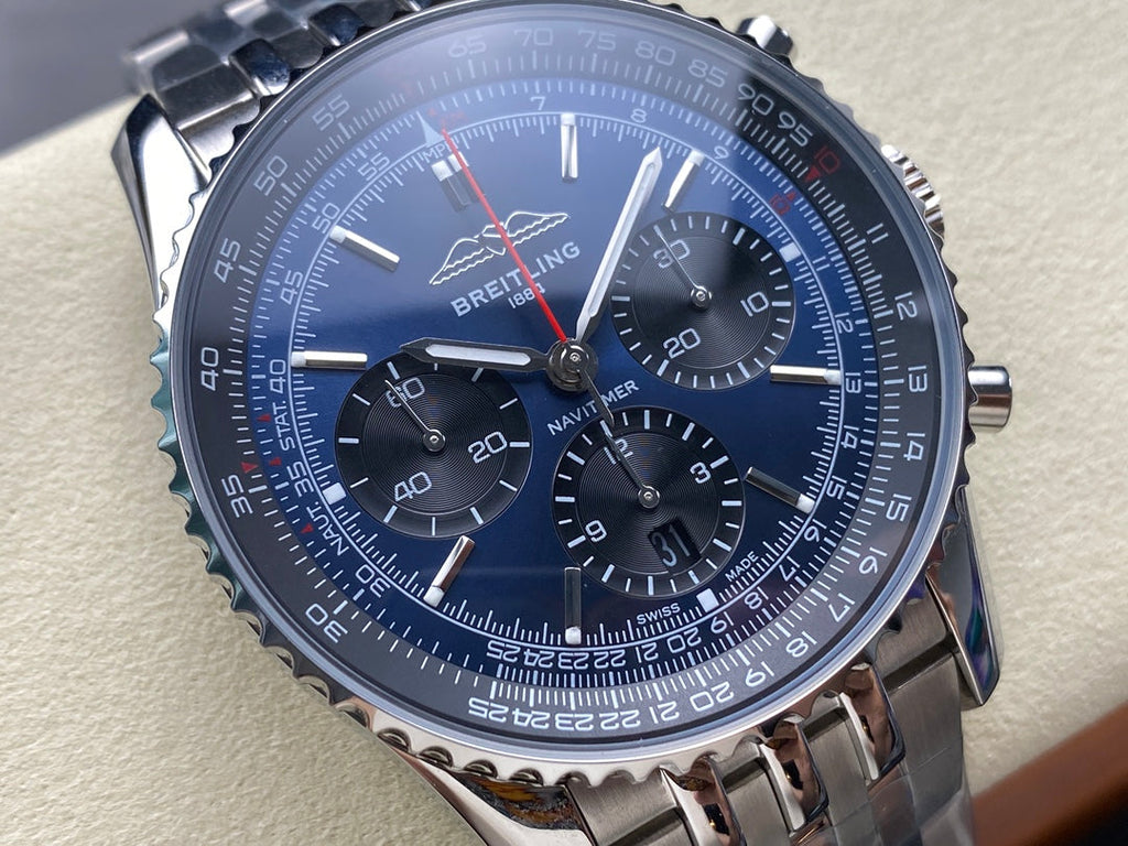 NAVITIMER B01 CHRONOGRAPH 43 ALL STEEL BLUE MIX BLACK DIAL