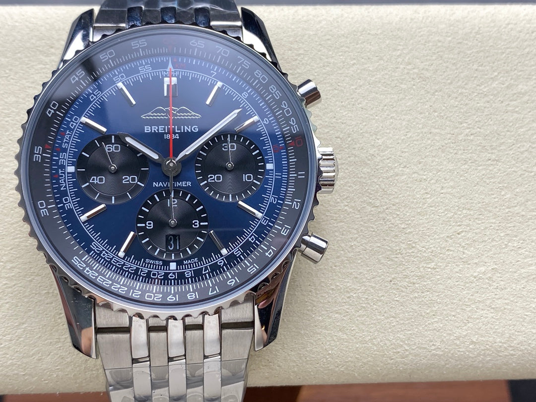 NAVITIMER B01 CHRONOGRAPH 43 ALL STEEL BLUE MIX BLACK DIAL