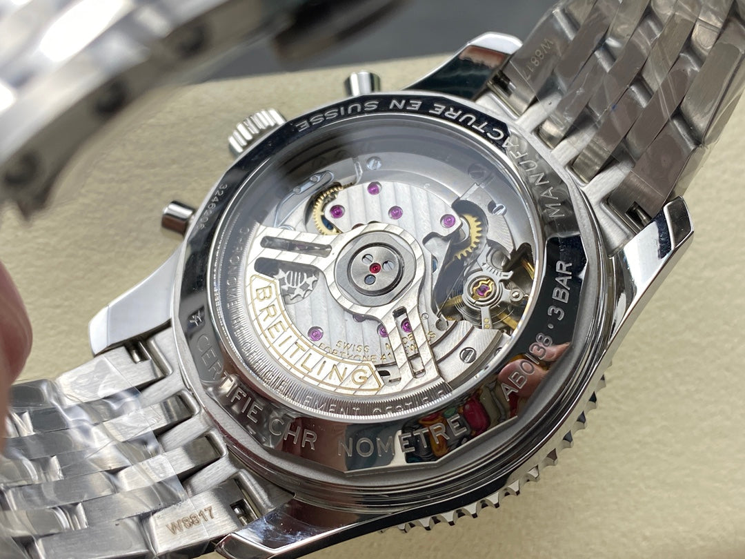 NAVITIMER B01 CHRONOGRAPH 43 ALL STEEL SILVER MIX WHITE DIAL