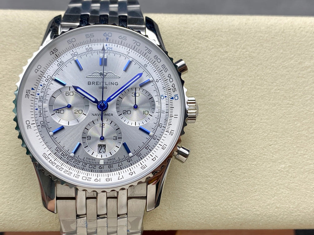 NAVITIMER B01 CHRONOGRAPH 43 ALL STEEL SILVER MIX WHITE DIAL