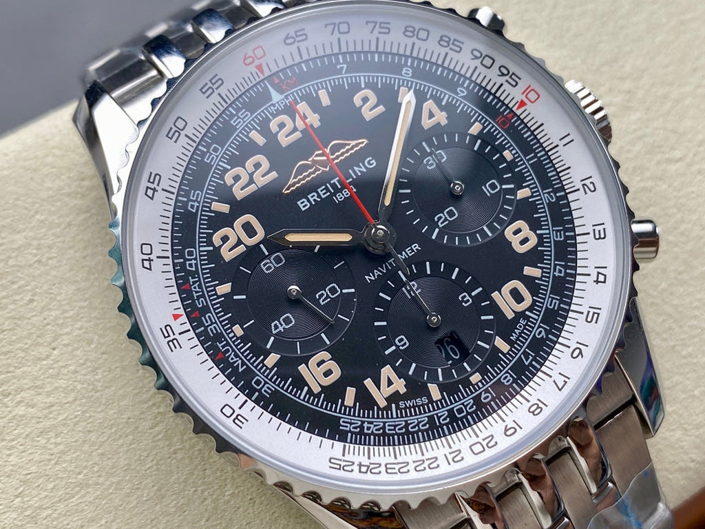 NAVITIMER B01 CHRONOGRAPH 43 ALL STEEL BLACK MIX WHITE DIAL