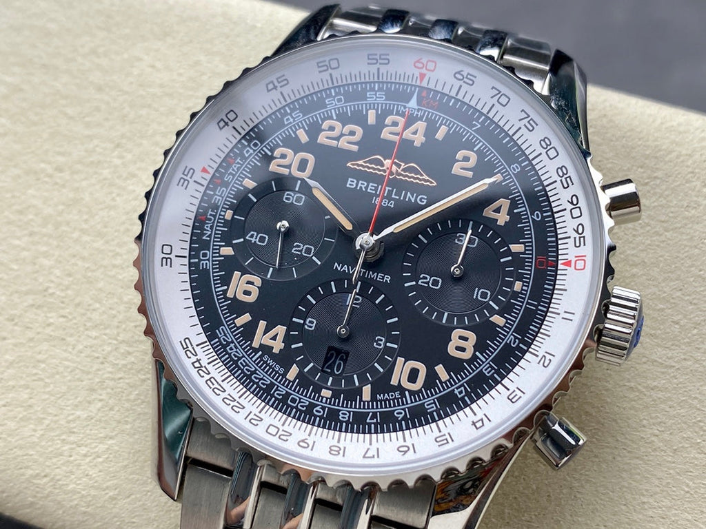 NAVITIMER B01 CHRONOGRAPH 43 ALL STEEL BLACK MIX WHITE DIAL