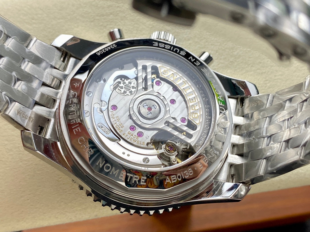 NAVITIMER B01 CHRONOGRAPH 43 ALL STEEL SILVER MIX BLACK DIAL