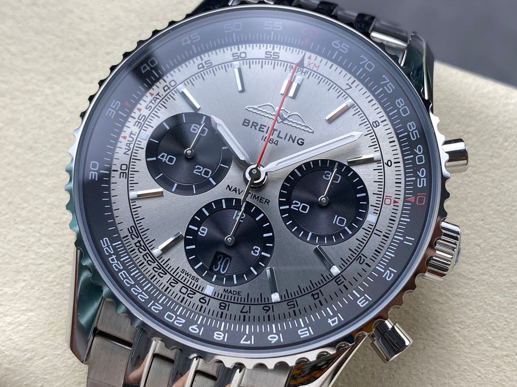 NAVITIMER B01 CHRONOGRAPH 43 ALL STEEL SILVER MIX BLACK DIAL