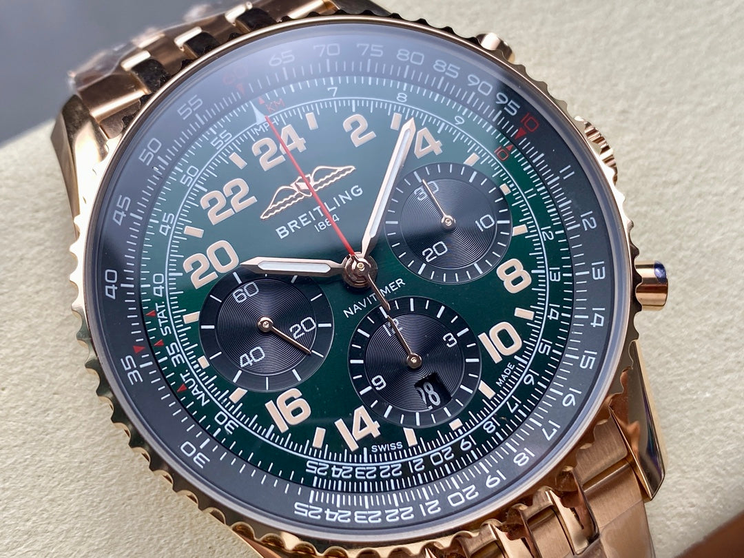 NAVITIMER B01 CHRONOGRAPH 43 ALL RED GOLD BLACK MIX GREEN DIAL