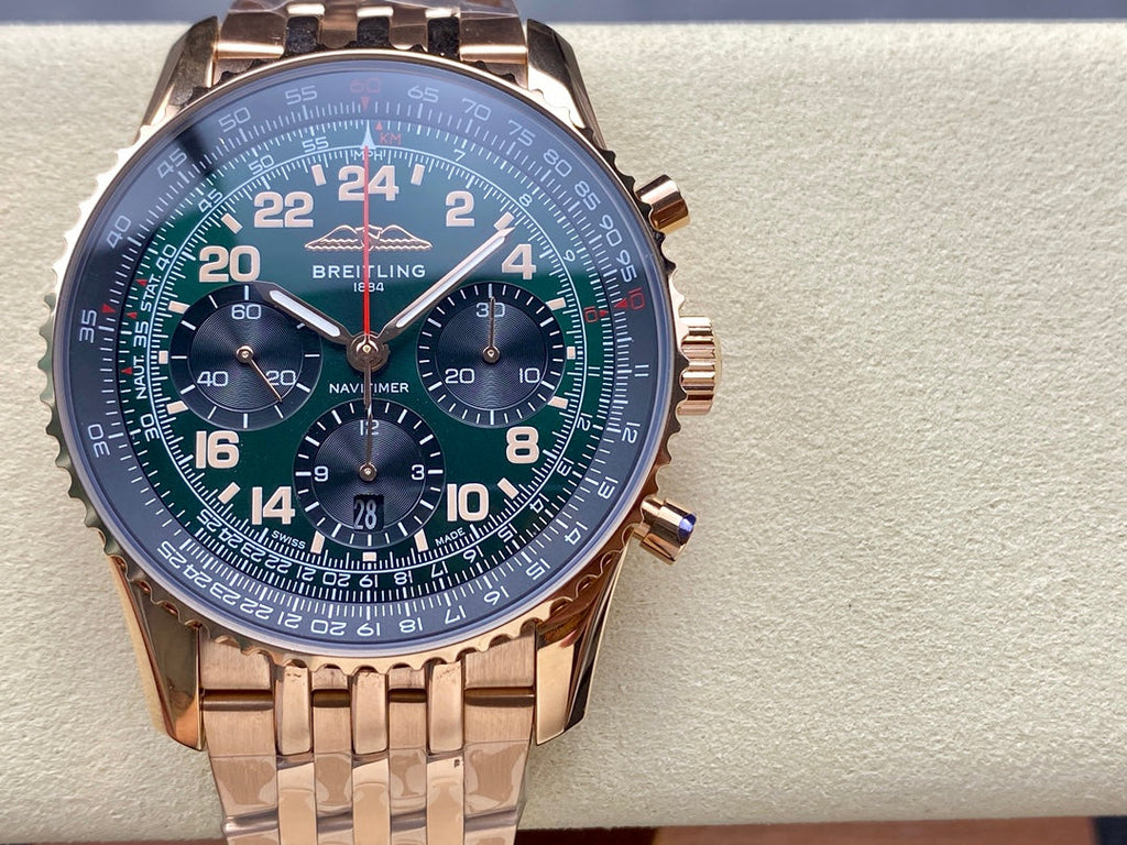 NAVITIMER B01 CHRONOGRAPH 43 ALL RED GOLD BLACK MIX GREEN DIAL