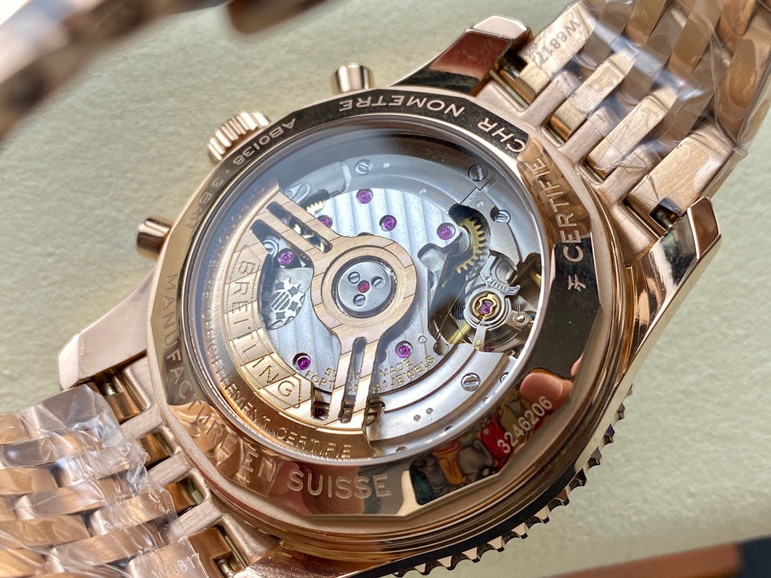 NAVITIMER B01 CHRONOGRAPH 43 ALL RED GOLD BLACK MIX SILVER WHITE DIAL
