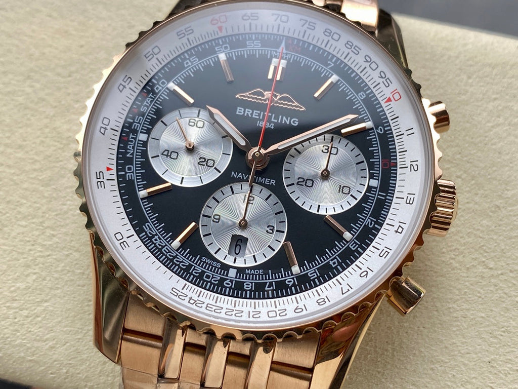 NAVITIMER B01 CHRONOGRAPH 43 ALL RED GOLD BLACK MIX SILVER WHITE DIAL