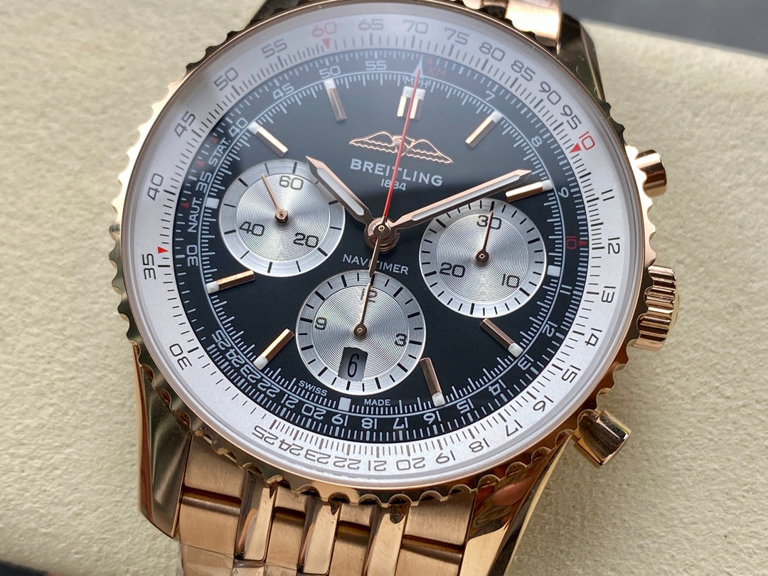 NAVITIMER B01 CHRONOGRAPH 43 ALL RED GOLD BLACK MIX SILVER WHITE DIAL