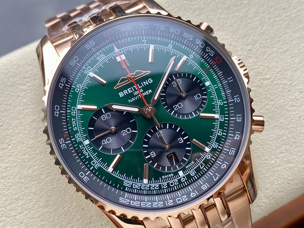 NAVITIMER B01 CHRONOGRAPH 43 ALL RED GOLD BLUE MIX GREEN DIAL