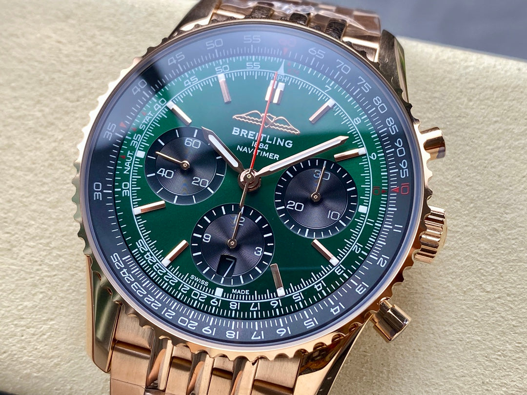 NAVITIMER B01 CHRONOGRAPH 43 ALL RED GOLD BLUE MIX GREEN DIAL