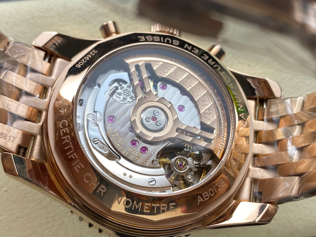 NAVITIMER B01 CHRONOGRAPH 43 ALL RED GOLD BLUE MIX GREEN DIAL