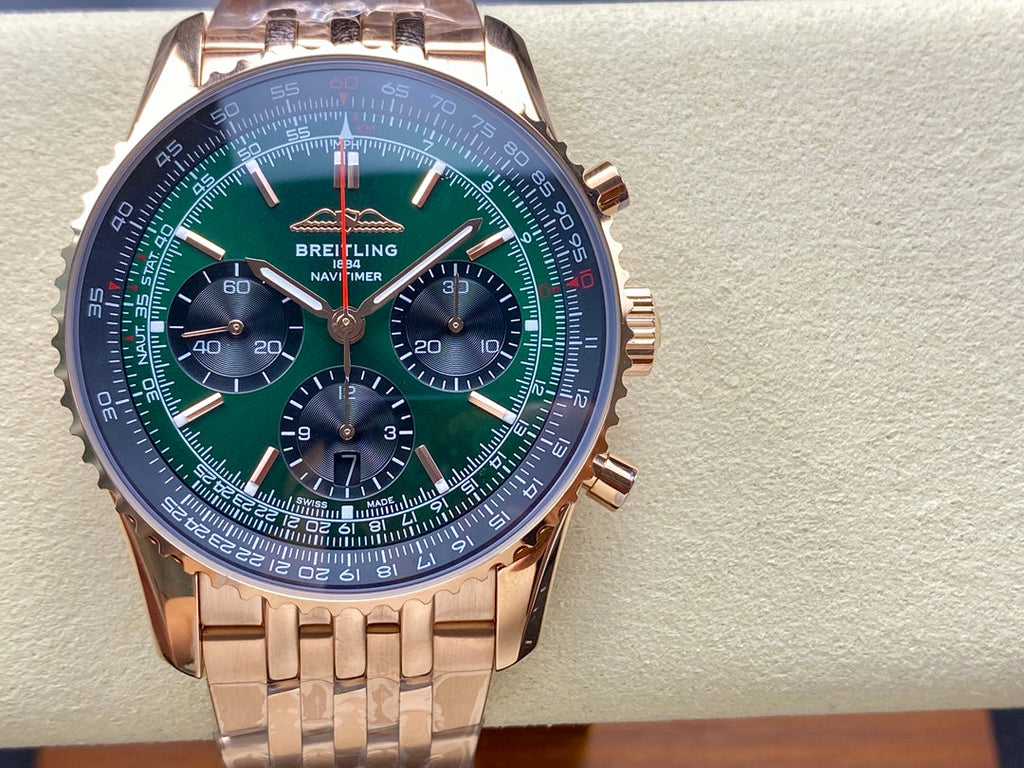 NAVITIMER B01 CHRONOGRAPH 43 ALL RED GOLD BLUE MIX GREEN DIAL