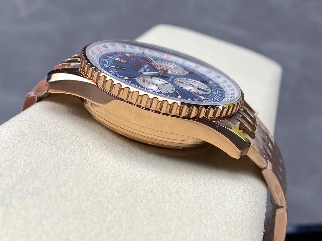 NAVITIMER B01 CHRONOGRAPH 43 ALL RED GOLD BLUE MIX WHITE DIAL