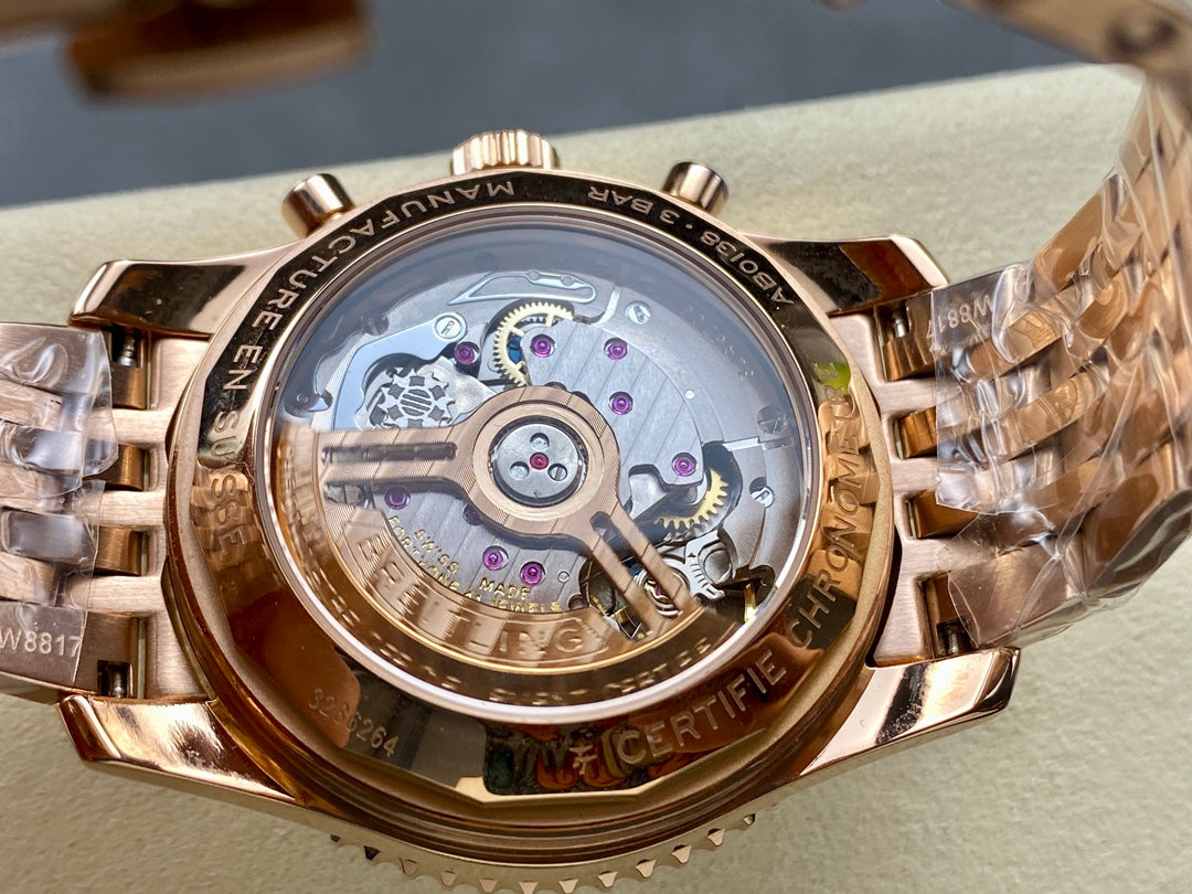 NAVITIMER B01 CHRONOGRAPH 43 ALL RED GOLD BLUE MIX WHITE DIAL