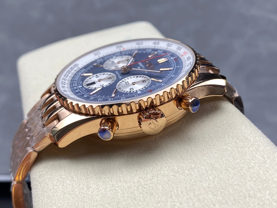 NAVITIMER B01 CHRONOGRAPH 43 ALL RED GOLD BLUE MIX WHITE DIAL