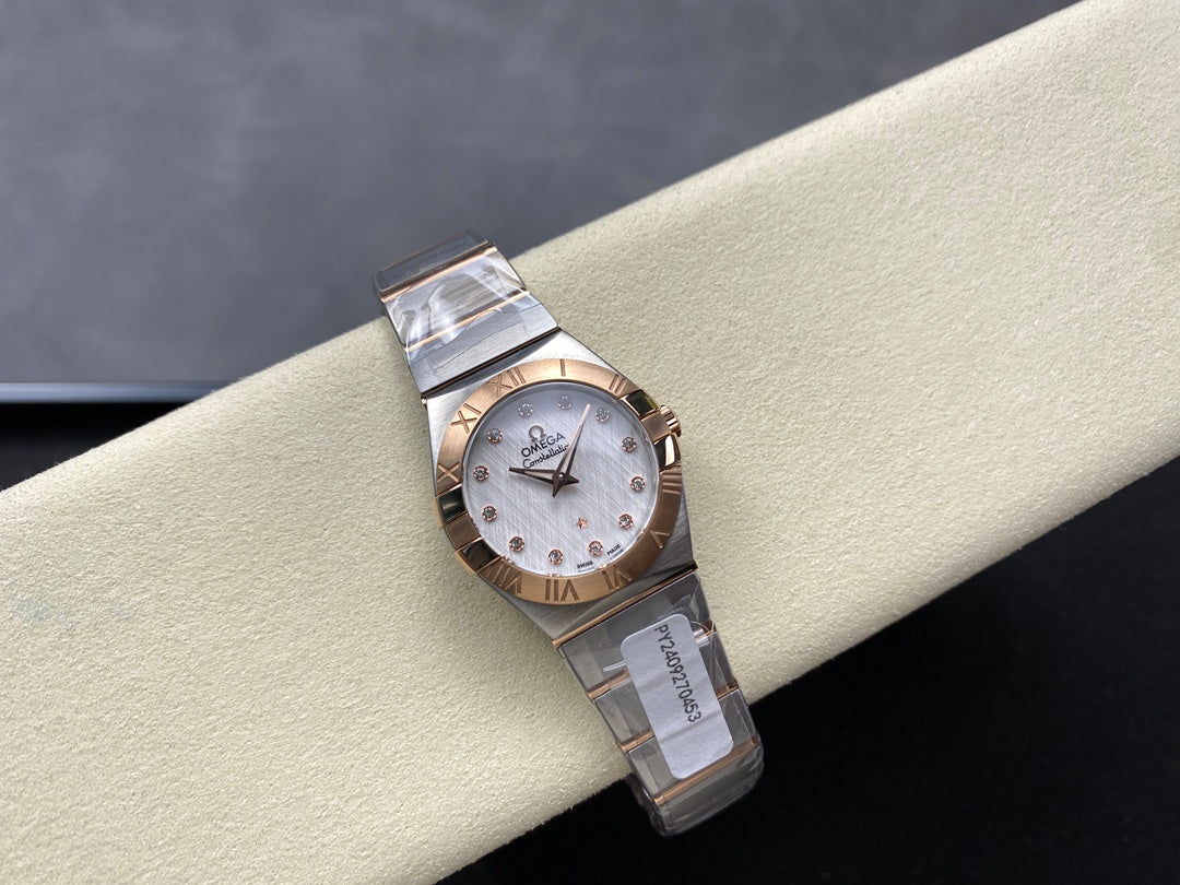 CONSTELLATION PETITE WATCH SILVER AND ROSE GOLD CASE
