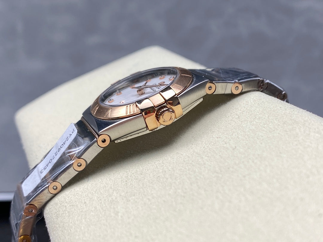 CONSTELLATION PETITE WATCH SILVER AND ROSE GOLD CASE