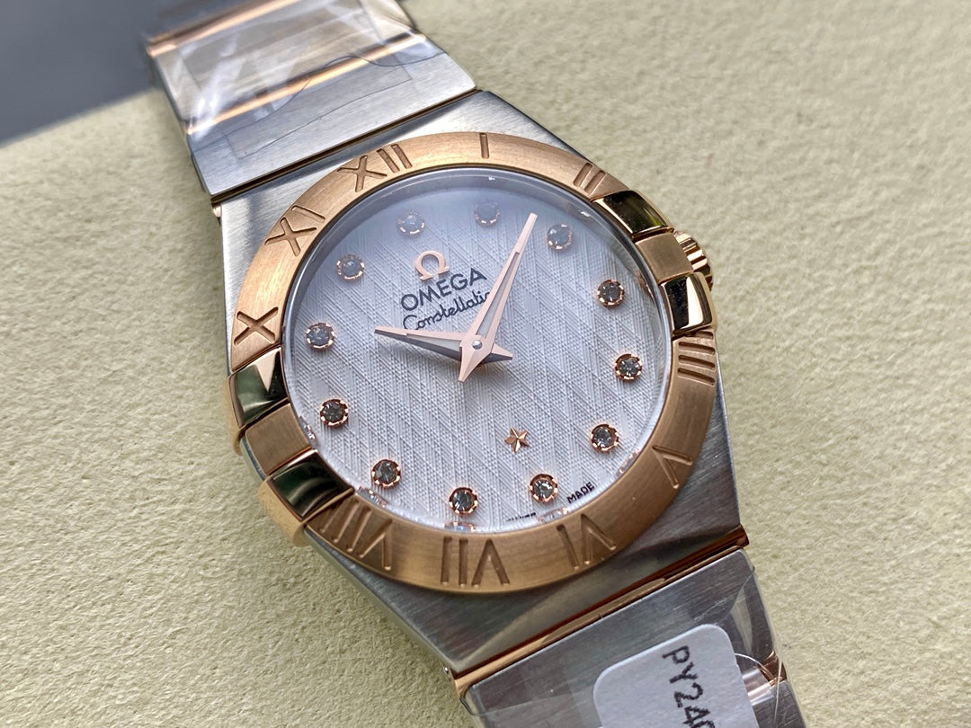 CONSTELLATION PETITE WATCH SILVER AND ROSE GOLD CASE