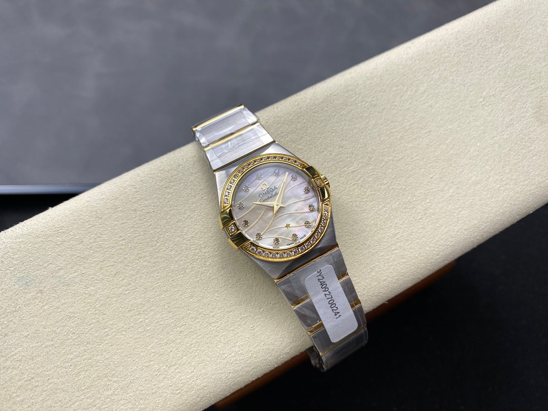 CONSTELLATION PETITE WATCH SILVER AND GOLD CASE WITH CRYSTALS