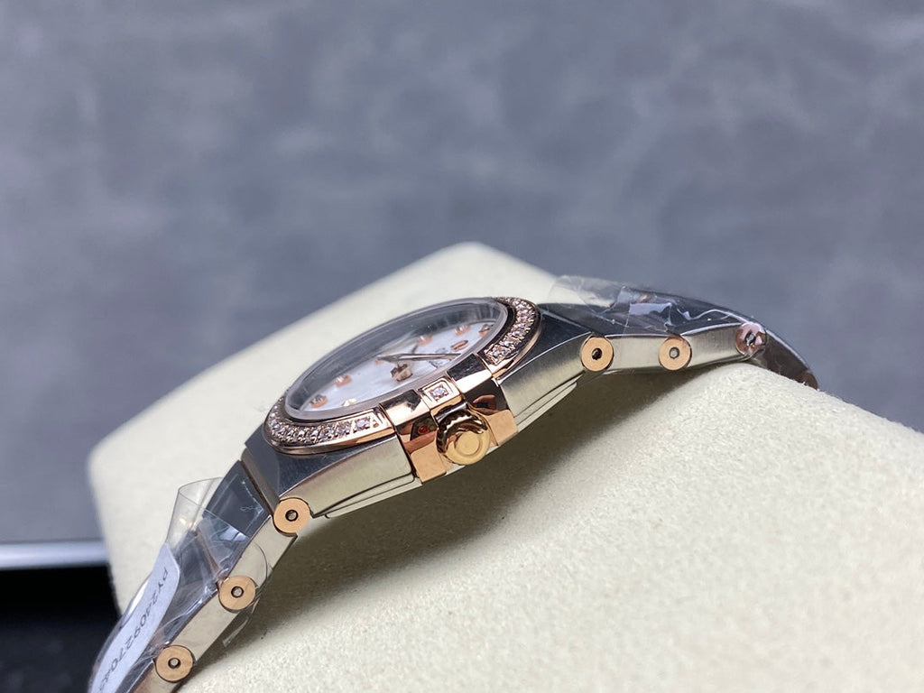 CONSTELLATION PETITE WATCH SILVER AND ROSE GOLD CASE WITH CRYSTALS