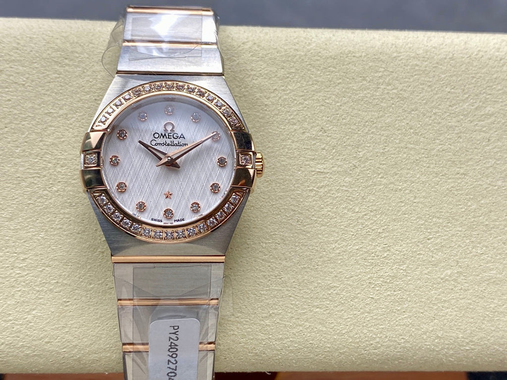 CONSTELLATION PETITE WATCH SILVER AND ROSE GOLD CASE WITH CRYSTALS