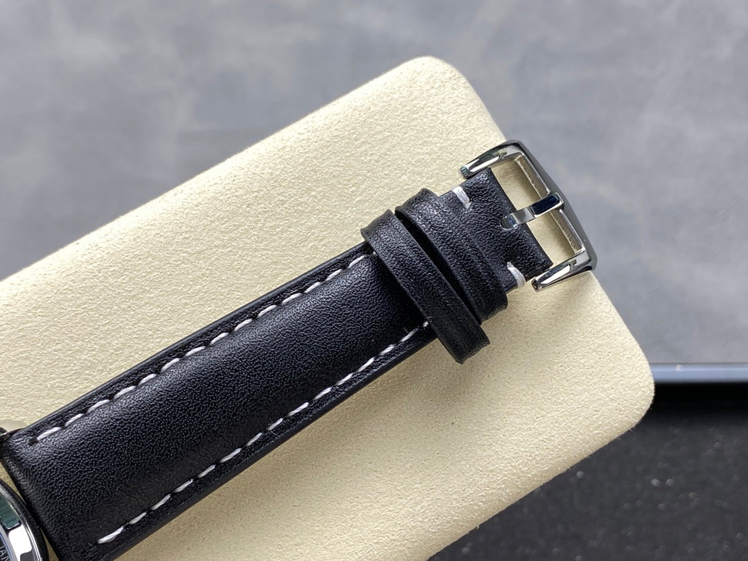 CALATRAVA STEEL CASE BLACK CALFSKIN STRAP