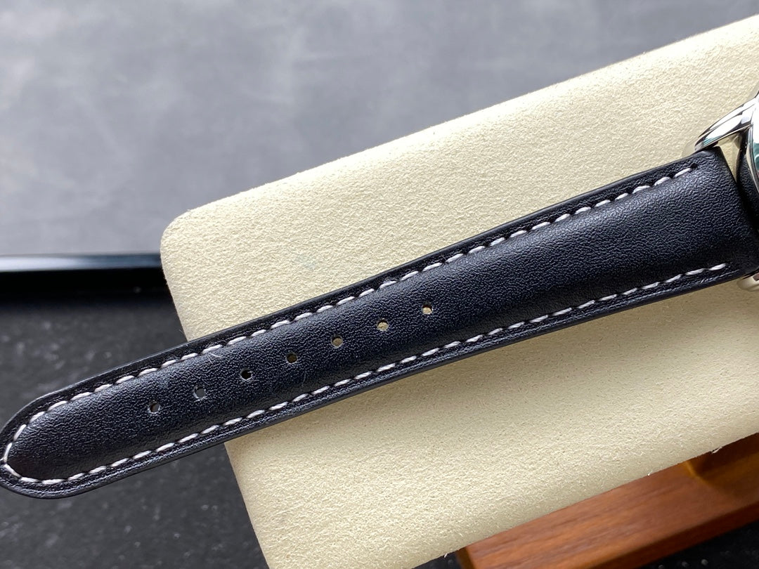 CALATRAVA STEEL CASE BLACK CALFSKIN STRAP
