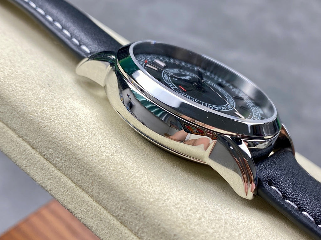 CALATRAVA STEEL CASE BLACK CALFSKIN STRAP